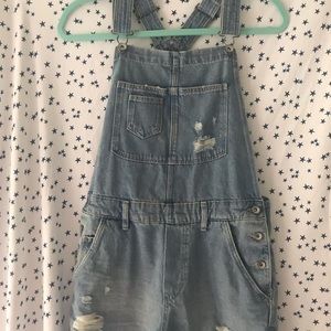 H&M denim short overalls - distressed